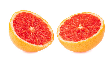 Fototapeta na wymiar ripe grapefruit slice isolated on white background.