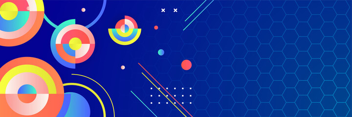 Circle space dark blue colorful Abstract design banner