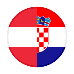 Naklejka premium round icon with austria and croatia flags. vector illustration isolated on white background