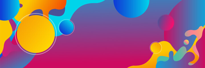Modern dynamic gradient blue yellow pink colorful Abstract design banner