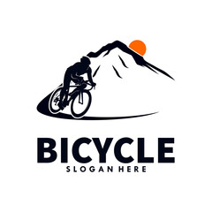 bike vintage with mountain logo design template
