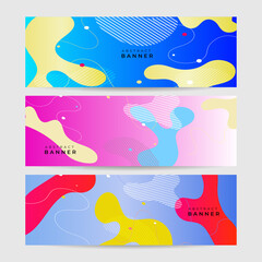 Wave dynamic gradient yellow blue pink colorful Abstract design banner