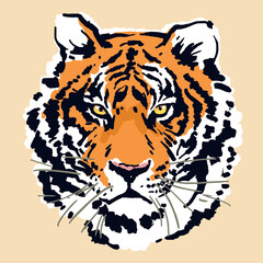 Tiger face drawing illustration vector