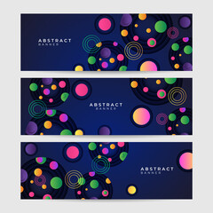 Modern circle gradient blue green yellow pink colorful Abstract design banner
