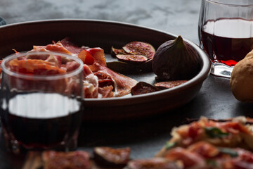 spanish appetizers with wine