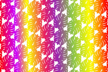 colourful  gradient pattern of traditional batik ethnic  monstera leaf for wallpaper background ads or clothing