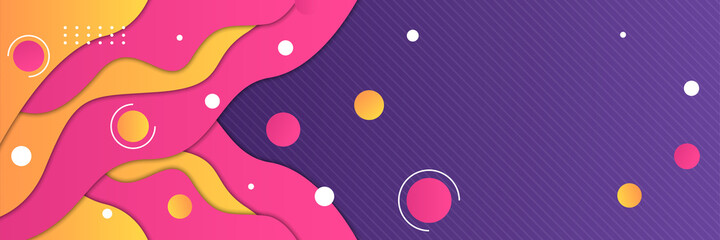 Modern dynamic wave gradient purple pink yellow colorful Abstract design banner