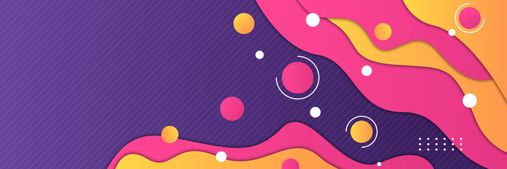 Modern dynamic wave gradient purple pink yellow colorful Abstract design banner