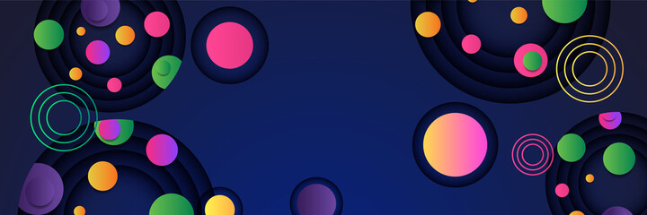 Modern circle gradient blue green yellow pink colorful Abstract design banner