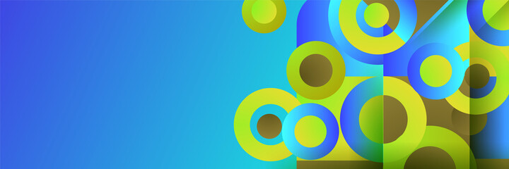 Obraz premium Gradient circle blue green colorful Abstract design banner