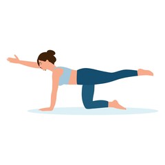 Woman doing yoga exercises. Healthy lifestyle.Meditation.Vector illustration