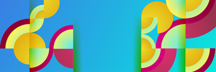 Obraz premium Gradient circle blue purple yellow colorful Abstract design banner