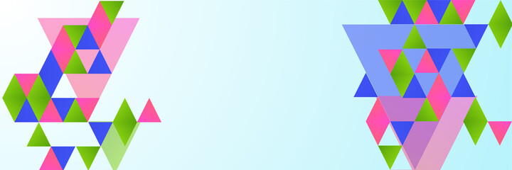 Memphis triangle blue pink green colorful Abstract design banner