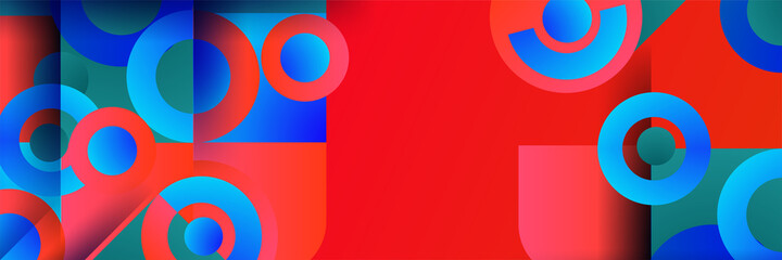 Gradient circle blue red colorful Abstract design banner