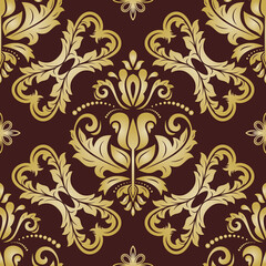 Orient vector classic brown and golden pattern. Seamless abstract background with vintage elements. Orient background. Ornament for wallpapers and packaging