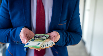  businessman hands counting euro money, finance