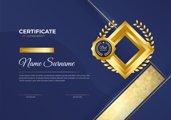 Professional golden blue certificate design template