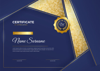 Professional golden blue certificate design template