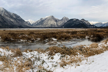Beautiful winter landscape at Pitt Lake