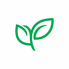 green nature leaf color line logo design