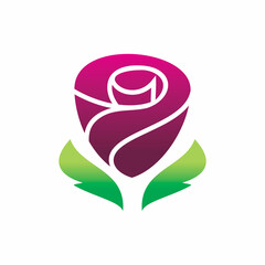 rose flower leaf plant logo design