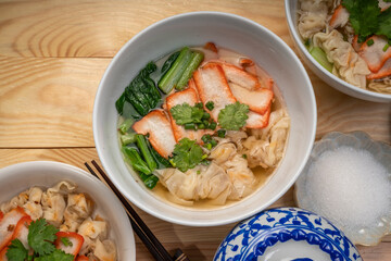 Wonton Noodles with Red Barbecue pork with hot soup.