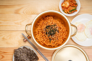Super Spicy Korean noodles, Ramyun or hot ramen Korean dry noodles food, Korean style instant ramen...