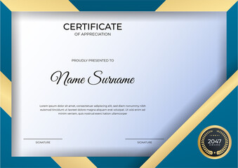 Professional golden blue certificate design template