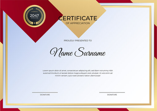 Professional golden red certificate design template