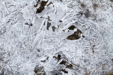 large ice crystals formed a surface above the stream