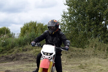 biker in action with helmet