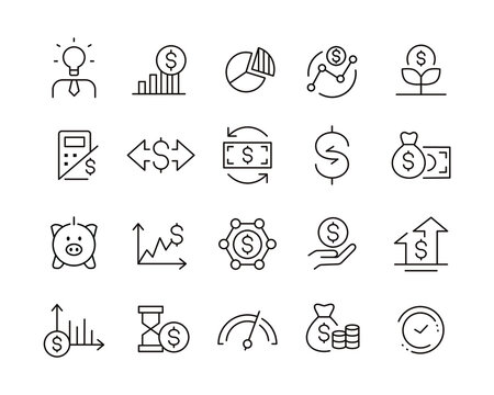 Return on Investment Icons - Vector Line Icons. Editable Stroke. Vector Graphic