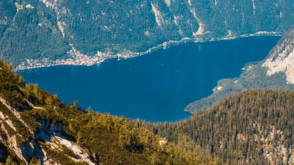 Beautiful alpine summer view at the famous Krippenstein summit next to the Dachstein mountains near Hallstatt, Upper Austria, Austria