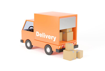 3D illustration, Delivery Truck Delivery service and transport logistics - obrazy, fototapety, plakaty
