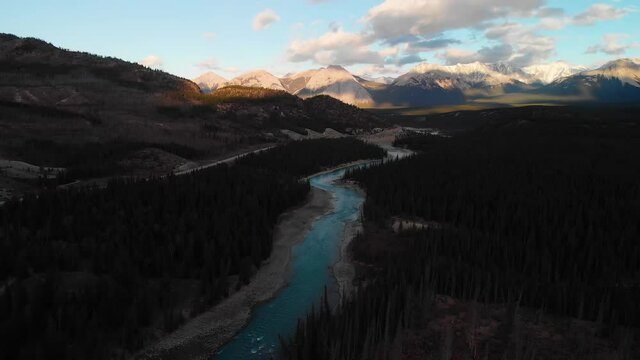The Cline River leading to Abraham Lake near Nordegg, Alberta. 