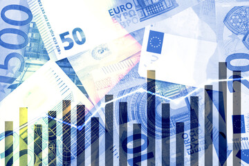 Euro Geldscheine und Entwicklung der Wirtschaft in Europa