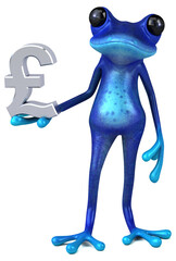 Fun blue frog - 3D Illustration