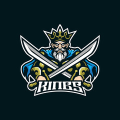 King mascot logo design vector with modern illustration concept style for badge, emblem and t shirt printing. King illustration for sport and esport team.