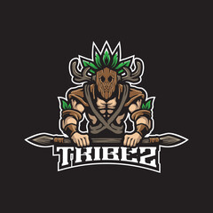 Tribe mascot logo design vector with modern illustration concept style for badge, emblem and t shirt printing. Tribe illustration for sport and esport team.