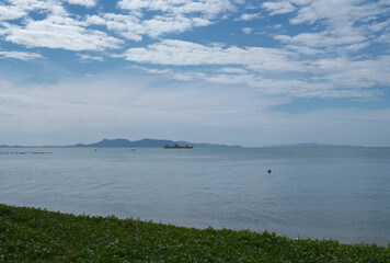 tropical island with mountains