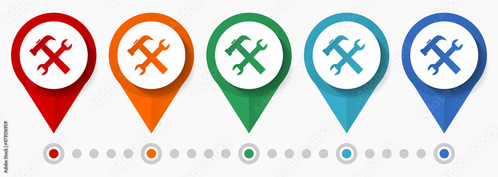 Poster tools, service concept vector icon set, flat design technology pointers, infographic template