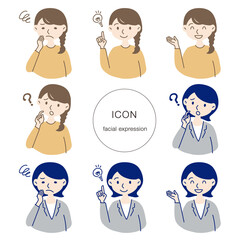 顔・表情のイラスト素材（女性）