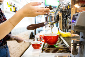 female Barista Cafe Making Coffee Preparation Service Concept