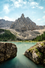 Fototapeta na wymiar Lago Sorapis in the Italian Dolomites