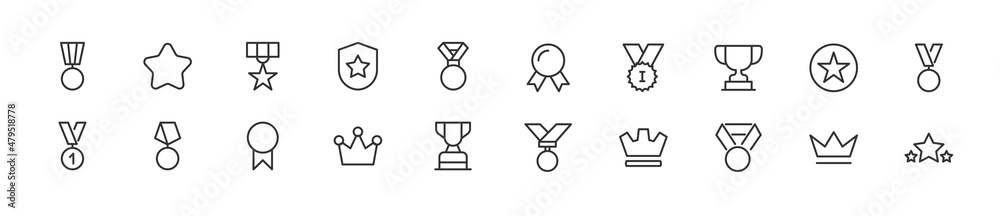 Canvas Prints set of simple prize line icons.