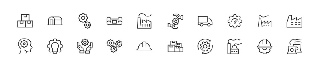 Set of simple production line icons. - obrazy, fototapety, plakaty