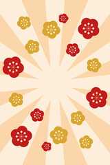 フラッシュと梅の花　縦位置　オレンジ