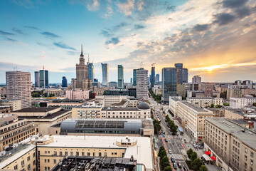 Naklejka na ściany i meble Warsaw, Poland panorama