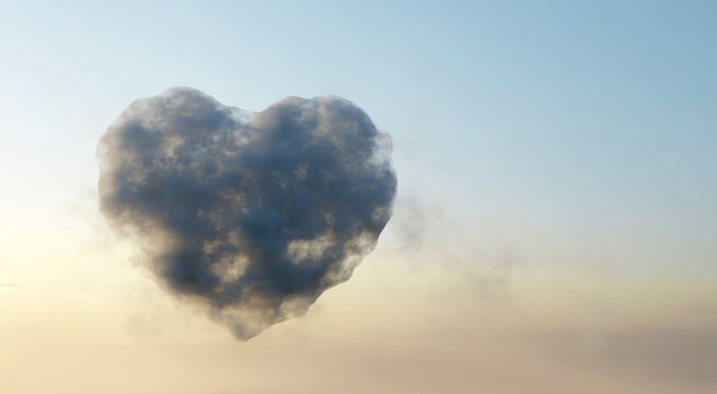 Cloud heart shape on blue sky.