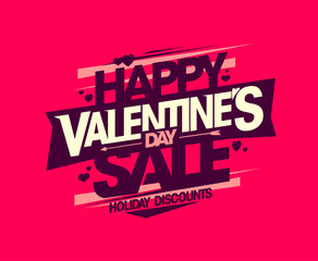 Obraz premium Happy Valentine's day sale, holiday discounts, vector web banner design mockup